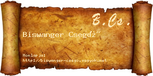Biswanger Csegő névjegykártya